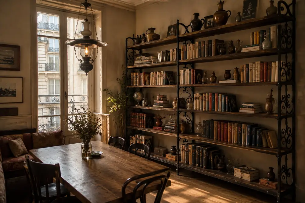 Bibliothèque de style café parisien